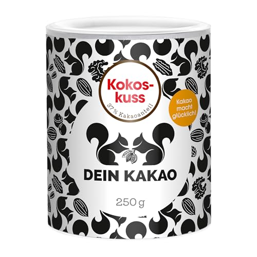 DEIN KAKAO - Kokoskuss | Schokoladenpulver aus biologischem Anbau mit 37% Kakaogehalt und natürlicher Süße | Vegane und glutenfreie Bio-Trinkschokolade mit Kokosmilchpulver | 250g Kakaopulver von Dein Kakao