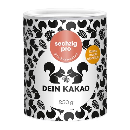 DEIN KAKAO - sechzig pro | Schokoladenpulver mit Kakao aus biologischem Anbau mit 60% Kakaogehalt und natürlicher Süße | Vegane und glutenfreie Bio-Trinkschokolade | 250g Kakaopulver DEIN KAKAO - sechzig pro | Schokoladenpulver mit Kakao aus biologischem Anbau mit 60% Kakaogehalt und natürlicher Süße | Vegane und glutenfreie Bio-Trinkschokolade | 250g Kakaopulver von Dein Kakao