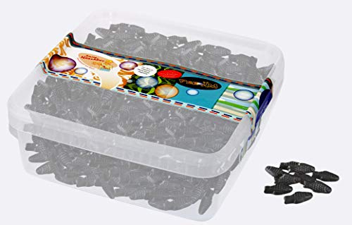 Deine Naschbox | Salzlakritz Fische extra stark | 1kg Naschbox | XL Großpackung für Party, Candybar & als Geschenk - Gelatinefreies Starklakritz von PE ÄM