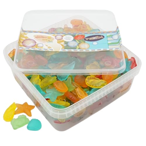 Deine Naschbox | Zuckerfreie Fruchtgummi Meeresfrüchte | 1kg Naschbox | XL Großpackung für Party, Candybar & als Geschenk - Fruchtige Mischung von PE ÄM