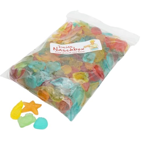 Deine Naschbox | Zuckerfreie Fruchtgummi Meeresfrüchte | 500g Nachfüllbeutel | Minimale Verpackung 100% recyclebar - Großpackung - Fruchtige Mischung von PE ÄM