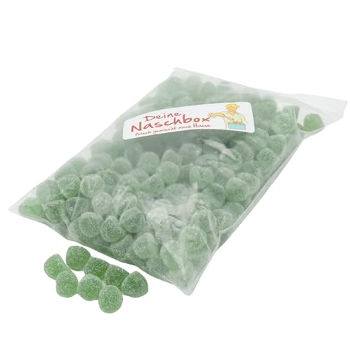 Deine Naschbox | Fruchtgummi Eukalyptus-Menthol-Hütchen | 1kg Nachfüllbeutel | Minimale Verpackung 100% recyclebar - XL Packung - Erfrischende Minznote von PE ÄM