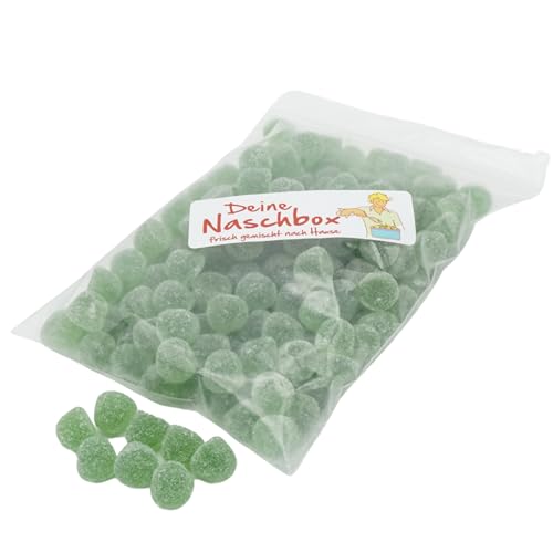 Deine Naschbox | Fruchtgummi Eukalyptus-Menthol-Hütchen | 500g Nachfüllbeutel | Minimale Verpackung 100% recyclebar - Großpackung - Erfrischend minzig von PE ÄM