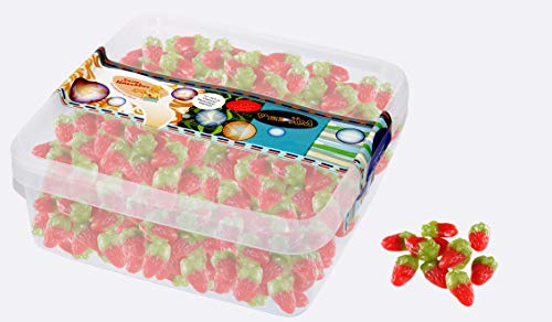 Deine Naschbox | Fruchtgummi Mini-Erdbeerchen | 1kg Naschbox | XL Großpackung für Party, Candybar & als Geschenk - Saftig, süß & aromatisch von PE ÄM