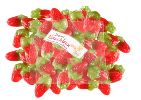 Deine Naschbox | Fruchtgummi Mini-Erdbeerchen | 500g Nachfüllbeutel | Minimale Verpackung 100% recyclebar - Großpackung - Saftig, süß & aromatisch von PE ÄM