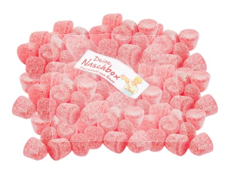 Deine Naschbox - Gepuderte Himbeer-Fruchtgummi-Drops - 1 kg Süßigkeiten Nachfüllbeutel - recyclebar - Zuckerfrei von PE ÄM