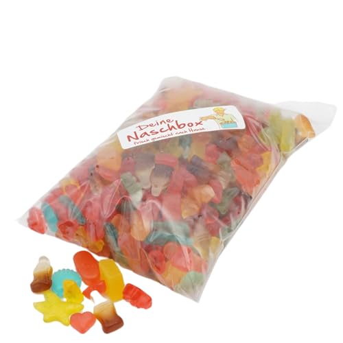 Deine Naschbox | Zuckerfreier Frucht & Weingummi Mix | 1kg Nachfüllbeutel | Minimale Verpackung 100% recyclebar - XL Packung - 5 Sorten - Cola - Frucht von PE ÄM