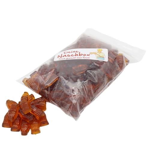 Deine Naschbox | Zuckerfreie Fruchtgummi Colafläschen | 500g Nachfüllbeutel | Minimale Verpackung 100% recyclebar - Großpackung - Würziger Naschspaß von PE ÄM