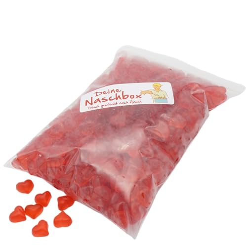 Deine Naschbox - Zuckerfreie Fruchtgummi Herzen - 1kg Nachfüllbeutel - recyclebar- XL Großpackung von PE ÄM