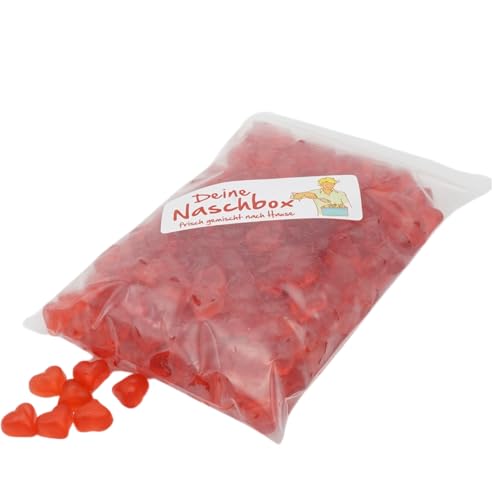 Deine Naschbox | Zuckerfreie Fruchtgummi Herzen | 500g Nachfüllbeutel | Minimale Verpackung 100% recyclebar - Großpackung für Party & die Candybar von PE ÄM