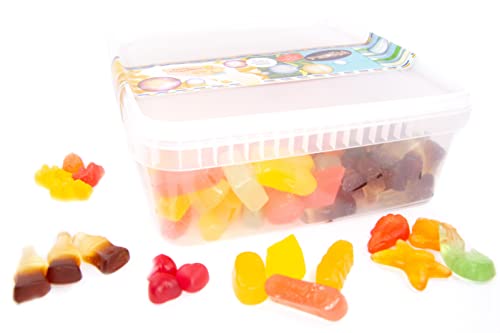 Deine Naschbox | Zuckerfreier Frucht & Weingummi Mix | 1kg Naschbox | XXL Großpackung - 5 Sorten - für Party, Candybar & als Geschenk - Cola - Frucht von PE ÄM