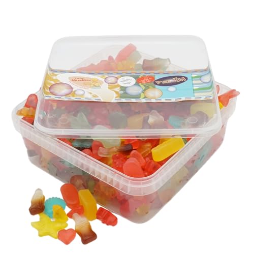 Deine Naschbox | Zuckerfreier Frucht & Weingummi Mix | 1kg Naschbox | XXL Großpackung - 5 Sorten - für Party, Candybar & als Geschenk - Cola - Frucht von PE ÄM