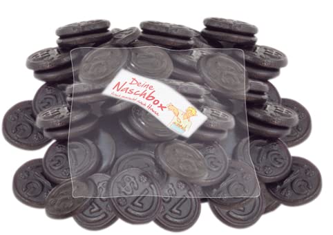 Deine Naschbox - Zuckerfreie feste Salmiak Lakritz Münzen - 500 g Süßigkeiten Nachfüllbeutel - recyclebar - Großpackung von PE ÄM