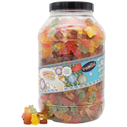 Deine Naschbox | Zuckerfreier Fruchtgummi 2er Mix#1 | 3kg Big Pot | XXL Großpackung - Party, Candybar & als Geschenk - Bunte Bärchen - Cola Fläschchen von PE ÄM