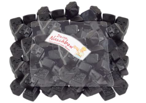 Deine Naschbox - Menthol Lakritz Kreuze - Zuckerfrei - 1 kg Süßigkeiten Nachfüllbeutel - recyclebar - XL Großpackung von PE ÄM