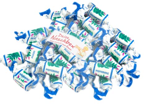 Deine Naschbox - Zuckerfreie Pfefferminz Toffee Bonbons - 250 g Süßigkeiten Nachfüllbeutel - recyclebar - Großpackung von PE ÄM