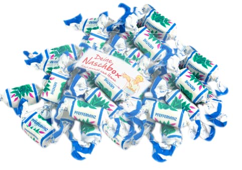 Deine Naschbox | Zuckerfreie Pfefferminz Toffee Bonbons | 250g Nachfüllbeutel | Minimale Verpackung 100% recyclebar - Großpackung - Weiche Karamellen von PE ÄM