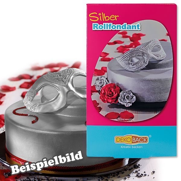 Silberfarbener Rollfondant, 250g plus Farbpulver, für Torte u. Kuchen von Dekoback GmbH