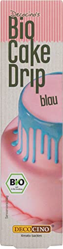 Decocino Bio Cake Drip Blau - 40 g - gebrauchsfertige Kuchenglasur in Bio-Qualität, zum Dekorieren von Drip Cakes, Torten und Cake Pops - Palmölfrei von DECOCINO