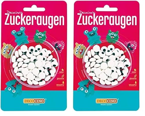 DECOCINO Essbare Zuckeraugen (25g) – Deko-Augen als Zuckerdekor zum Backen für Geburtstags-Torten, Geburtstags-Kuchen, Muffins, Cup-Cakes, Cake-Pops. (Packung mit 2) von Dekoback