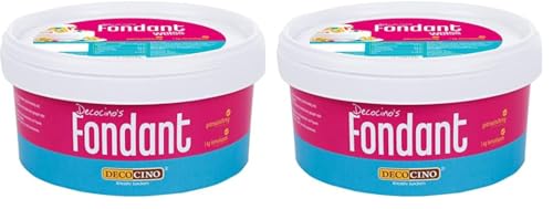 DECOCINO Fondant weiß – 1 Kilo Vorteilspack – ideal zum Verzieren von Kuchen, Torten, Cakepops – palmölfrei & vegan (Packung mit 2) von Dekoback