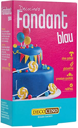 DECOCINO Fondant Blau – 250 g – ideal zum Verzieren von Kuchen, Torten, Cupcakes – Palmölfrei & vegan von DECOCINO