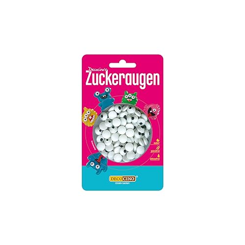 DECOCINO Essbare Zuckeraugen (2x25g) – Deko-Augen als Zuckerdekor zum Backen für Geburtstags-Torten, Geburtstags-Kuchen, Muffins, Cup-Cakes, Cake-Pops. von DECOCINO