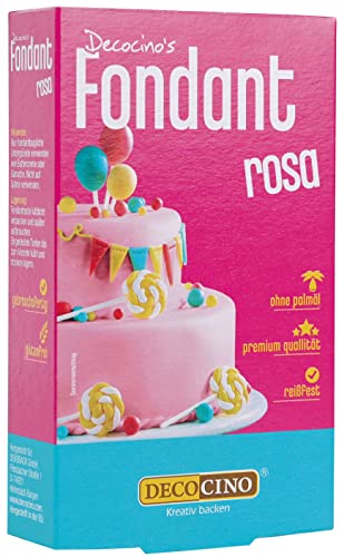 DECOCINO Fondant Rosa – 250 g – ideal zum Verzieren von Kuchen, Torten, Cupcakes – Palmölfrei & Glutenfrei von Decocino