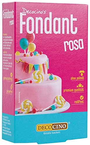 DECOCINO Fondant Rosa – 250 g – ideal zum Verzieren von Kuchen, Torten, Cupcakes – Palmölfrei & Glutenfrei von DECOCINO