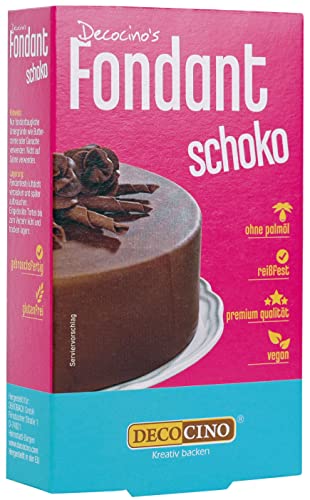 DECOCINO Fondant Schoko – 250 g – ideal zum Verzieren von Kuchen, Torten, Cupcakes – Palmölfrei & vegan von DECOCINO