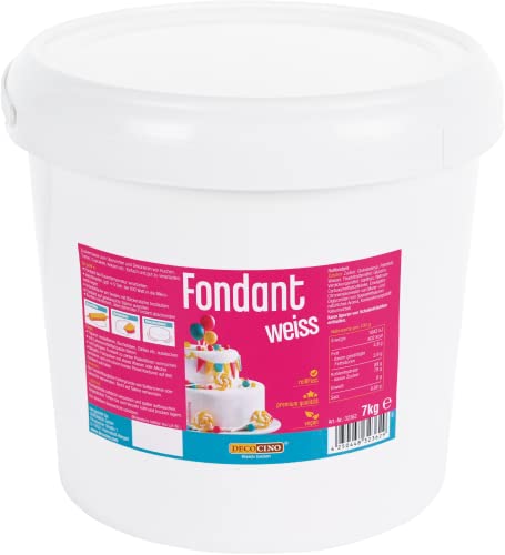 DECOCINO Fondant weiß – 7 Kilo Vorteilspack – ideal zum Verzieren von Kuchen, Torten, Cakepops – vegan & laktosefrei von Dekoback