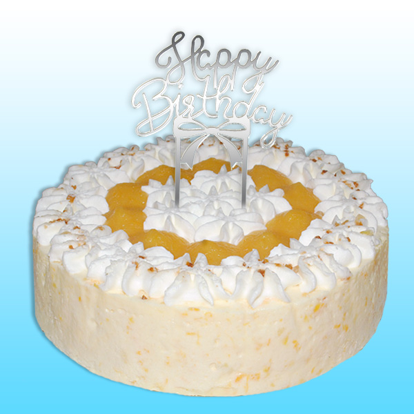 Spiegelnder Cake Topper "Happy Birthday", 10cm x 15cm von Dekoback