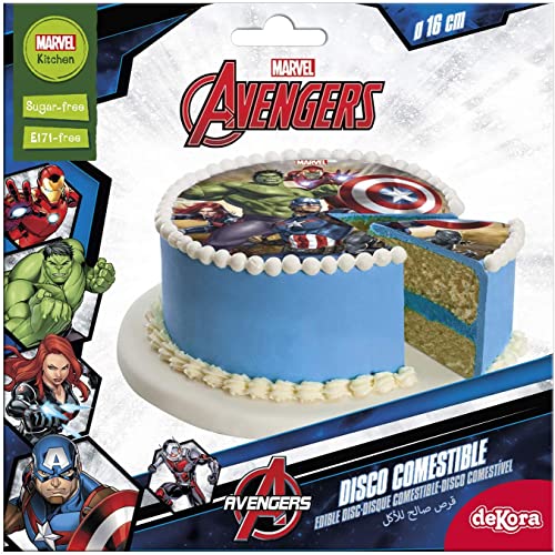 Dekora 231365 - Marvel Avengers Tortenaufleger aus zuckerfreiem Esspapier - 16 cm von dekora
