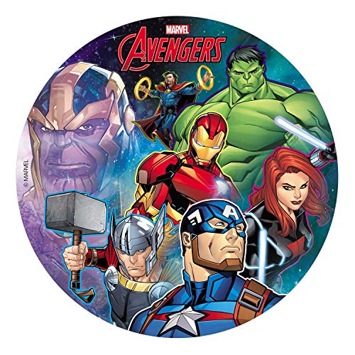 Dekora - 236038 Marvel Avengers Tortenaufleger aus zuckerfreiem Esspapier - 20 cm von Dekora