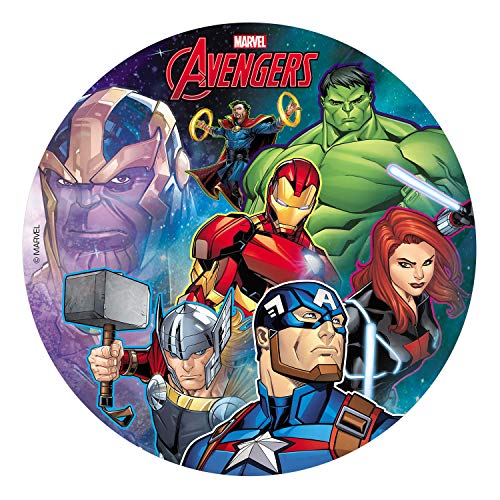 Dekora - 236038 Marvel Avengers Tortenaufleger aus zuckerfreiem Esspapier - 20 cm von dekora