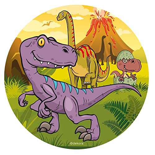 Dinosaur Round 20cm 8 inch Edible Sugar Cake Topper. Licensed Product. Dekora. von dekora