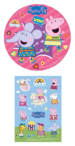 Dekozauber24 2er Set Peppa Wutz Essbarer Tortenaufleger + Mini-Törtchenaufleger, Tortendeko Kindergeburtstag Peppa Pig (Peppa Wutz Nr.2) von Dekozauber24