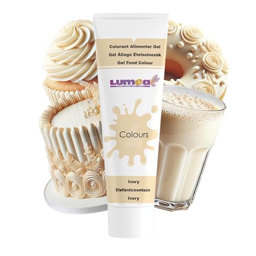 DKZBR Lebensmittelfarbe Gel, 30g, Tube für Fondant, Marzipan etc. Backzubehör Tortendekoration (Elfenbein) von Dekozauber24