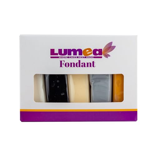 Dekozauber24 Fondant Multipack, 5 Farben, 100g Rollfondant pro Farbe, zum Dekorieren von Kuchen und Torten in weiß, schwarz, creme, silber und gelbgold (Basics) von Dekozauber24