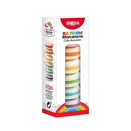 Dekozauber24 Macarons Rainbow Edition, essbar, 6 Stück pro Box, je 3cm, bunt, vegetarisch, Tortendeko Mix Hochzeit Deko von Dekozauber24