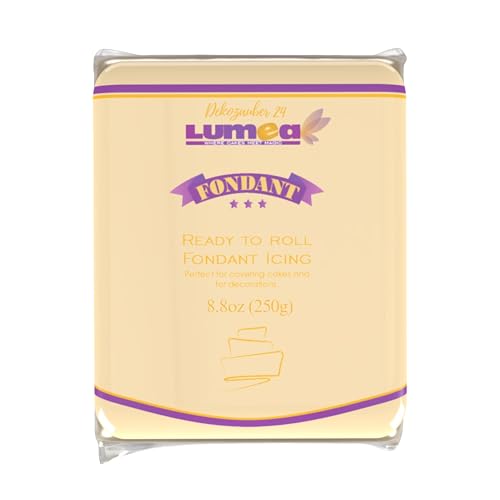 Dekozauber24 Premium Fondant, 250g, 19 Farben, Rollfondant ausgerollt, weich und biegsam, Torte Kuchen Tortendeko (Elfenbein) von Dekozauber24