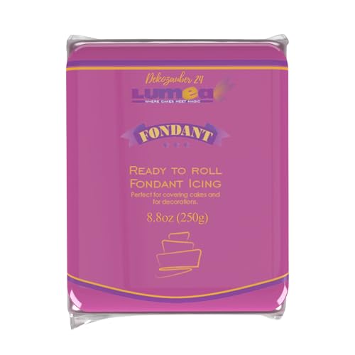 Dekozauber24 Premium Fondant, 250g, 19 Farben, Rollfondant ausgerollt, weich und biegsam, Torte Kuchen Tortendeko (Lila) von Dekozauber24