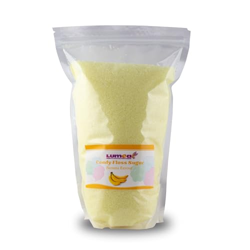 Dekozauber24 Premium Zuckerwatte Zucker mit Geschmack, 1000g, 8 Sorten, essbarer Farbzucker, farbig, Zuckerwattezucker 1kg (Banane) von Dekozauber24