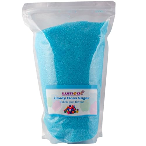 Dekozauber24 Premium Zuckerwatte Zucker mit Kaugummi Geschmack, 1kg, vegan, essbarer, blauer Farbzucker, farbig, wiederverschließbar, Bubble Gum Zuckerwattezucker 1000g für jede Zuckerwatte Maschine von Dekozauber24