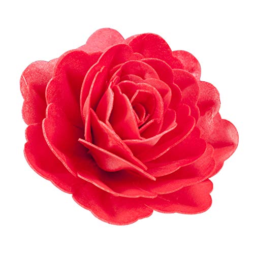 Essbare XL Rose für die Torte aus Oblate, 12,5cm, rot, 1 Stück, Tortendeko Blumen Deko Blüten von Dekozauber24