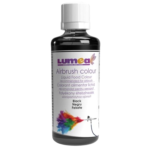 Dekozauber24 Premium Airbrush Lebensmittelfarbe, 90 ml, 19 Farben, essbar, flüssig, starke Deckkraft, Tortendeko Fondant Marzipan (Schwarz) von Dekozauber24