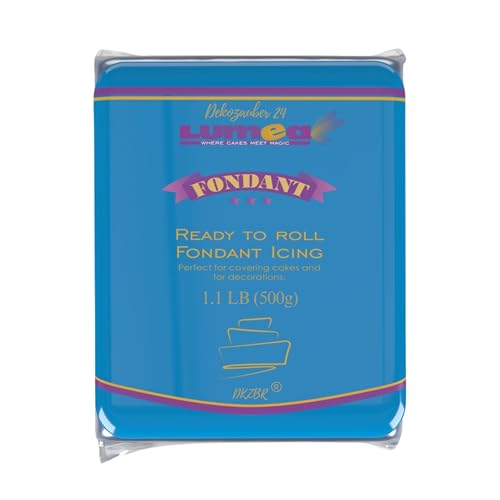 Dekozauber24 Premium Fondant blau, 500g, glutenfrei, für Torten, Kuchen und Figuren, blaues Rollfondant für essbare Tortendeko, weich und biegsam, zum Ausrollen von Dekozauber24