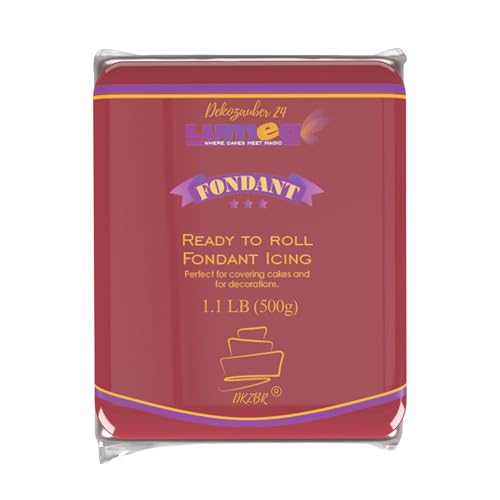 Dekozauber24 Premium Fondant, 500g, kirschrot, Rollfondant, in 17 Farben, weich und biegsam, essbar, Tortendeko Kuchen Deko von Dekozauber24