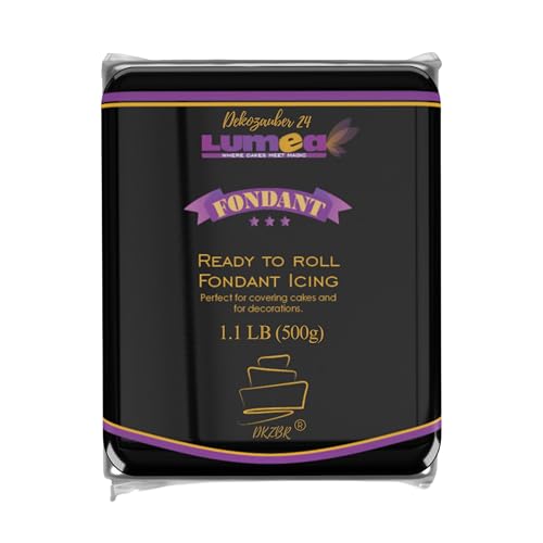 Dekozauber24 Premium Fondant schwarz, 500g, glutenfrei, für Torten, Kuchen und Figuren, schwarzes Rollfondant zum Ausrollen für essbare Tortendeko, weich und biegsam, essbar von Dekozauber24
