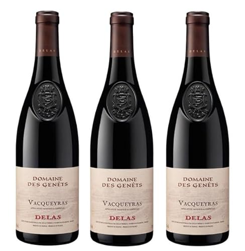 3x 0,75l - 2023er - Delas - Domaine de Gênets - Vacqueyras A.O.P. - Rhône - Frankreich - Rotwein trocken von Delas